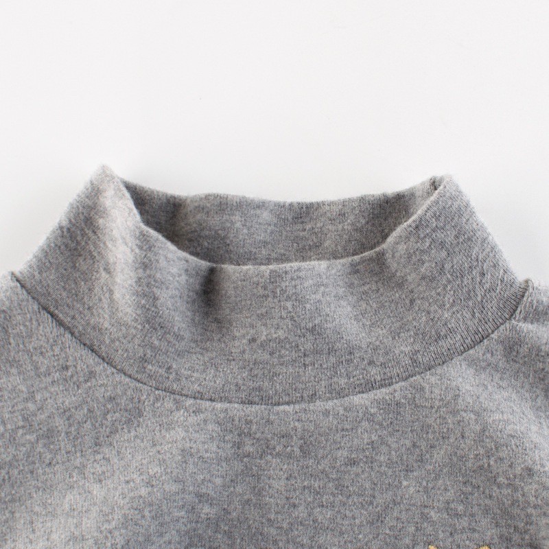 Áo giữ nhiệt bé trai Bunnykids áo dài tay cổ lọ cho bé thêu hình vương miện chất cotton