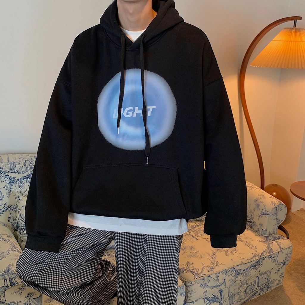 Áo khoác hoodie  in chữ LIGHT nam nữ form rộng