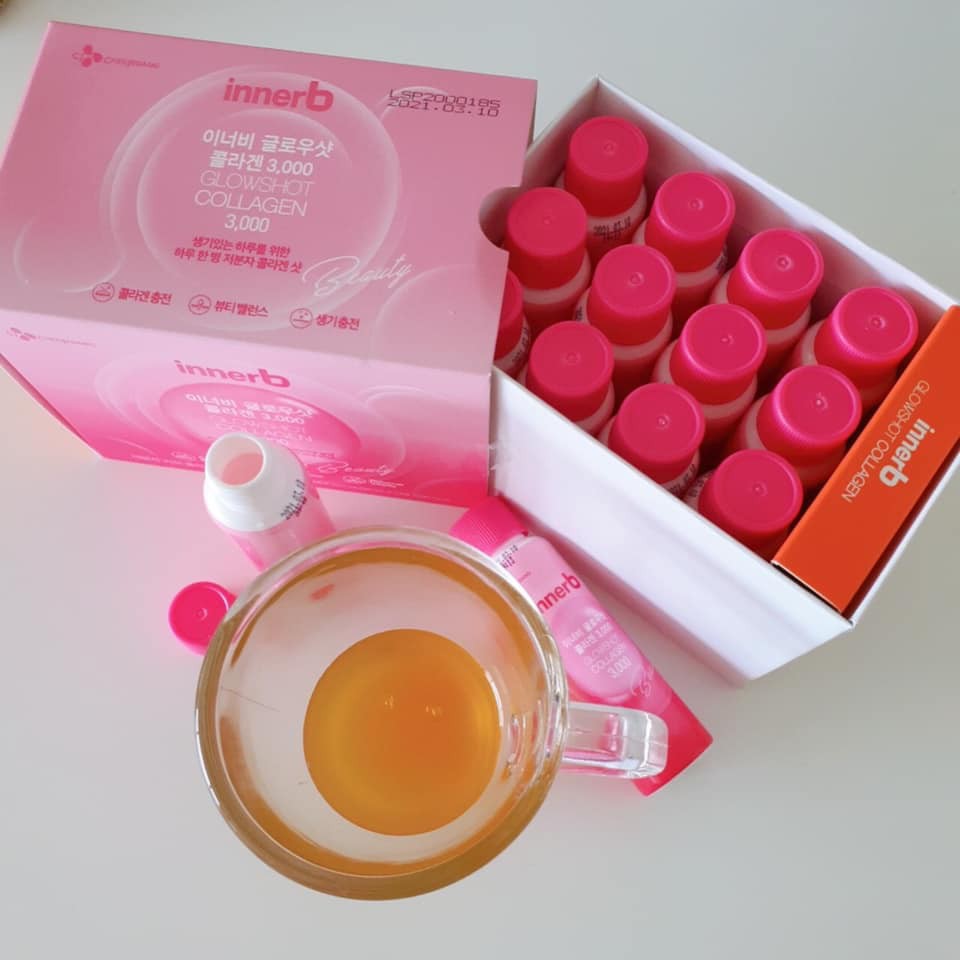 Nước uống Collagen Innerb Glowshot 3000 hộp 12 x 50ml và 6 x 50ml chai.