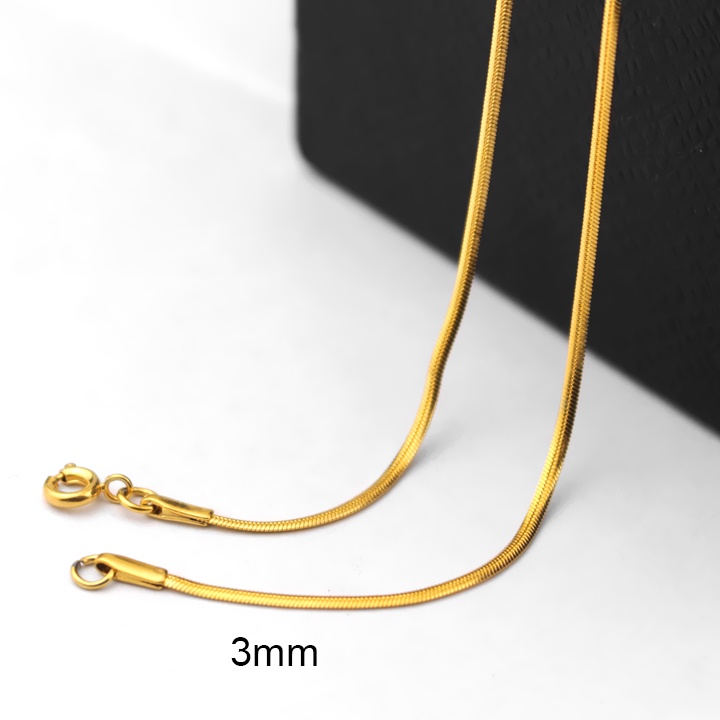 Dây chuyền mì dẹp inox mạ vàng khóa vip siêu đẹp, bền màu đem lại vẻ đẹp sang trọng cho người đeo
