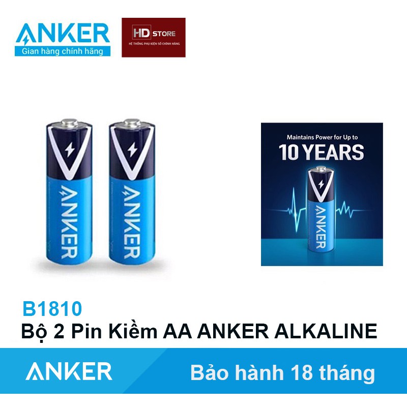 Pin tiểu  AA Anker 1.5V Alkaline thay Pin Điều Khiển Đồ chơi Chuột Bluetooth Bàn Phím Điều Hoà Đồng Hồ -  B1810