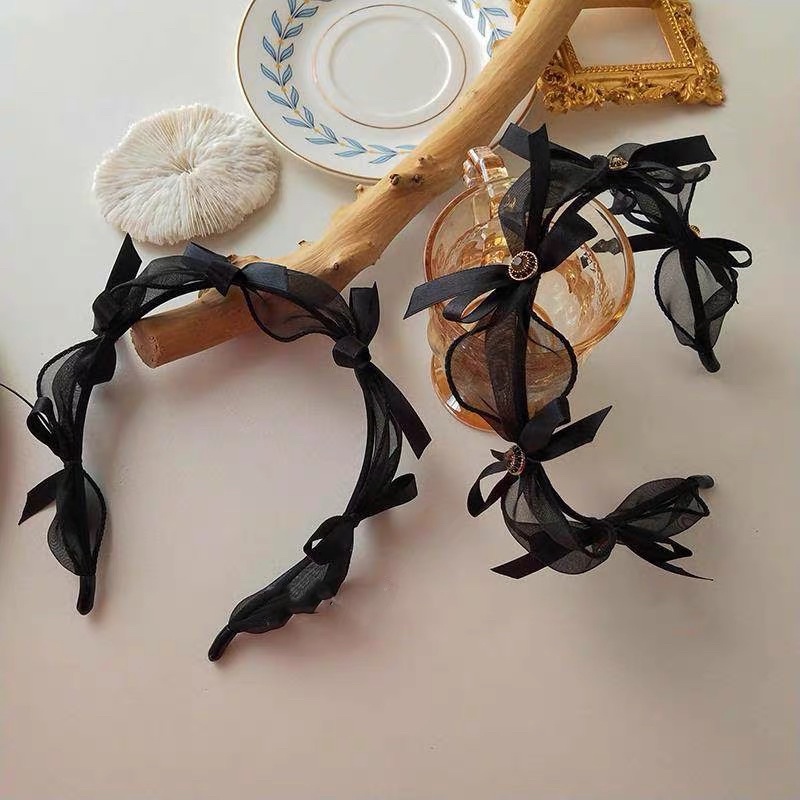 Cài tóc nơ voan tiểu thư đính ngọc