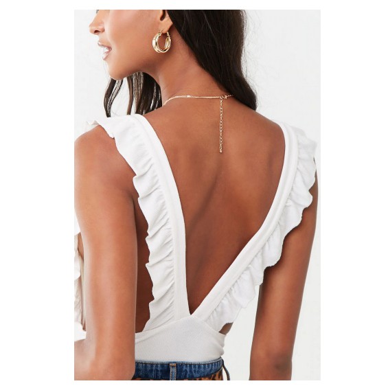 BODYSUIT THUN GÂN 2 DÂY PHỐI BÈO F21 | BigBuy360 - bigbuy360.vn