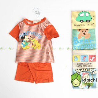 Đồ Bộ Bé Trai, Bé Gái Minky Mom Kẻ Sọc Vải Thun Lạnh Họa Tiết Hoạt Hình, Bộ Cộc Tay Cho Bé Mặc Nhà Hè MKM2140