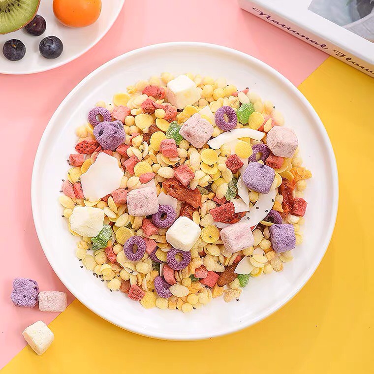 Ngũ Cốc Giảm Cân Ăn Kiêng Meizhoushike Sữa Chua Mix Hạt Hoa Quả- Ngũ Cốc Ăn Sáng Liền Mix Hạt Trái Cây- Đồ Ăn Vặt Ruvask