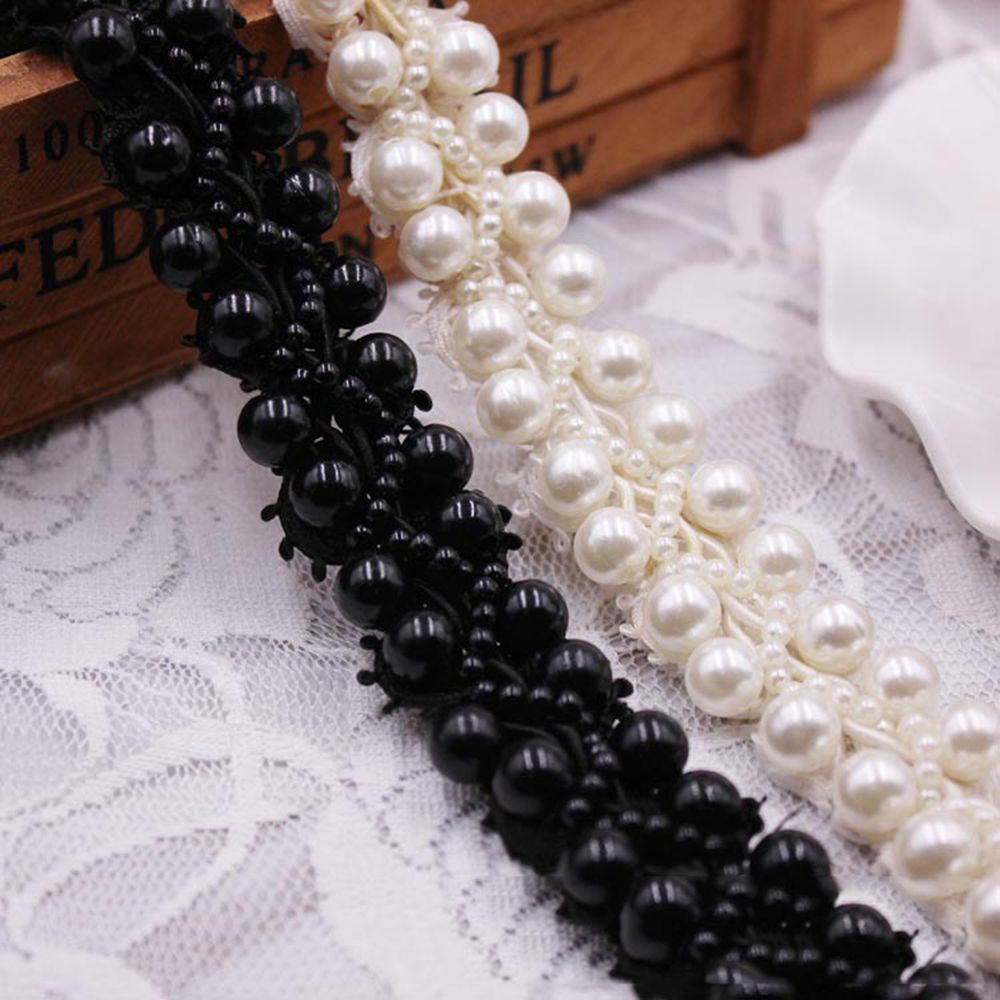 Dải Dây Ren Đính Hạt Ngọc Trai Dùng Trang Trí Cổ Áo Thủ Công DIY