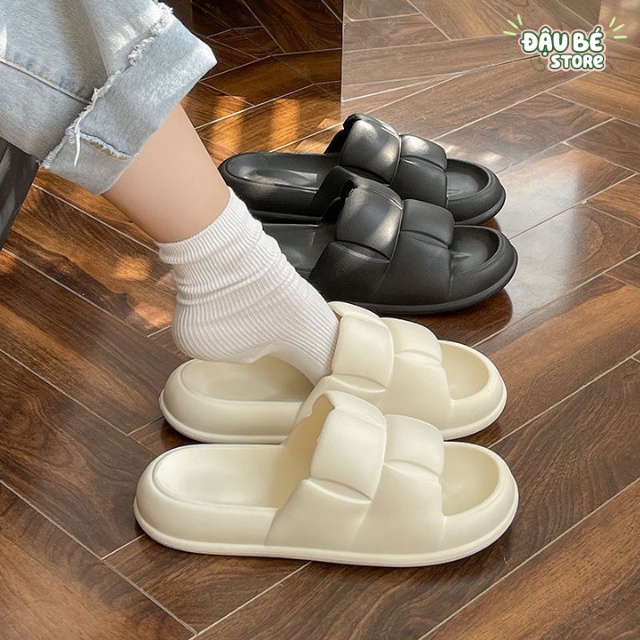 Dép Bánh Mì Chao Dễ Thương Đế 4P Ulzzang - Dép Quai Ngang Nữ Vân Nổi Thời Trang Hàn Quốc Sang Chảnh - Daube - D032
