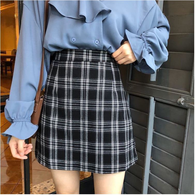 [SALE CHÀO HÈ] Chân váy ngắn nữ họa tiết kẻ ô cạp cao phong cách retro | BigBuy360 - bigbuy360.vn