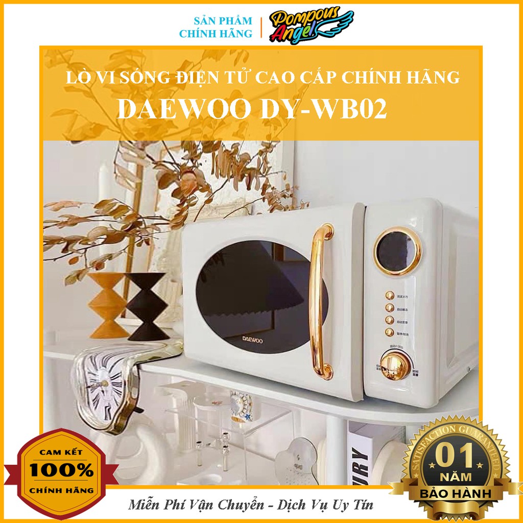 Lò vi sóng điện DAEWOO DY-WB02 màu trắng / đỏ viền vàng ,dung tích 20L bảo hành 12 tháng