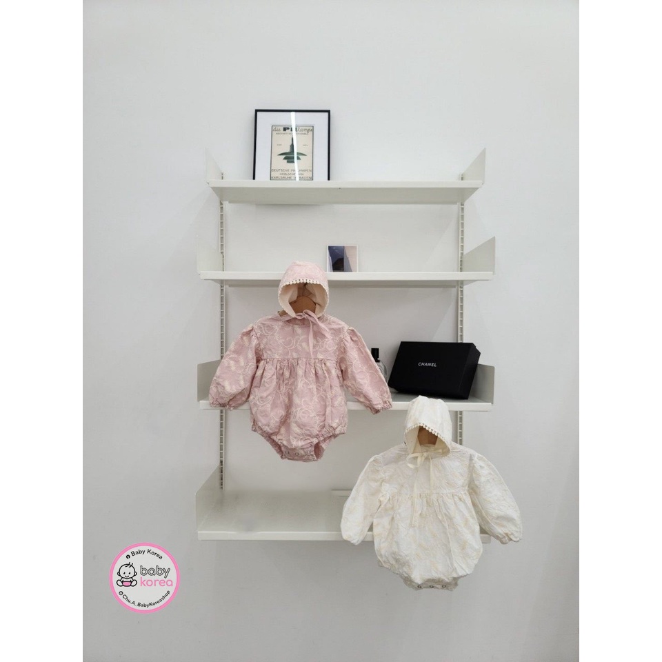 SET SUIT KÈM MŨ BONET THÊU 3D CAO CẤP MADE IN KOREA BÉ GÁI