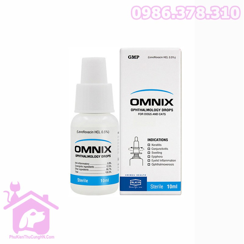 Nhỏ mắt đặc trị bệnh về mắt cho chó mèo Alkin OMNIX 10ml - Phụ kiện thú cưng Hà Nội