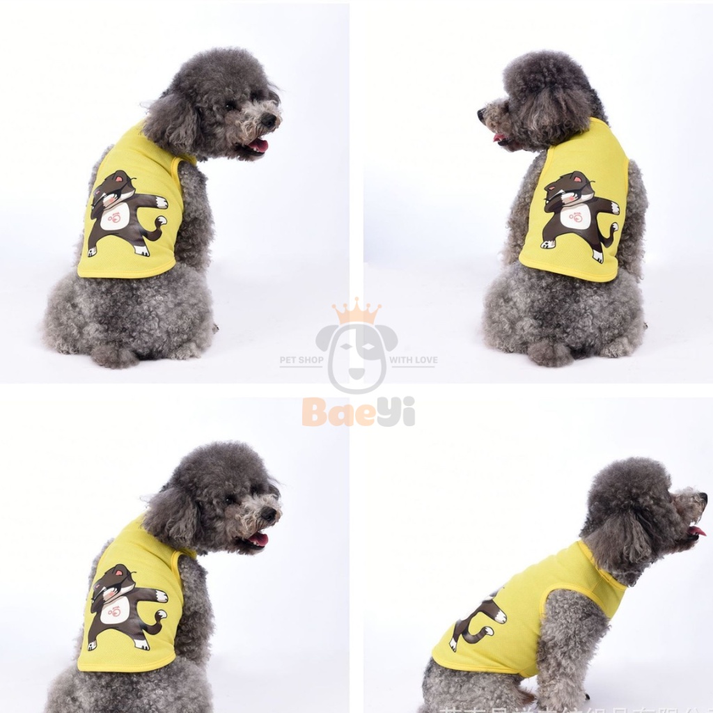 Áo cho chó mèo BaeYi, Quần áo cho mèo cún, chó vừa,vải mỏng mát in hình khủng long, Phụ kiện thú cưng