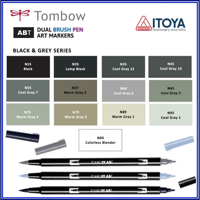 [Black &amp; Grey series] Bút maker Tombow Dual Brush AB-T