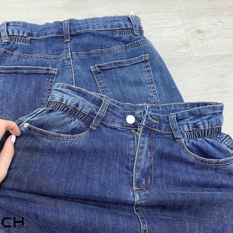 Chân váy jean dài cạp chun xinh xắn