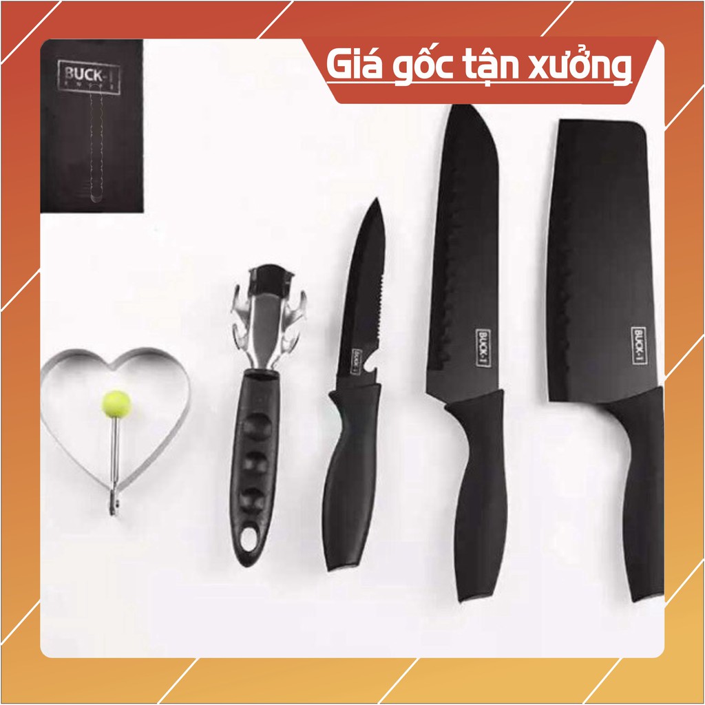 Sẵn hàng combo 10 bộ dao nấu ăn 5 món BUCK BLACK