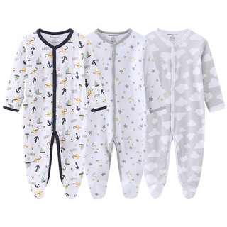 Quần áo bé gái dài tay 3 cái Bộ quần áo mùa xuân và mùa thu 0-12M Cotton Baby Boy Romper Sơ sinh Yếm