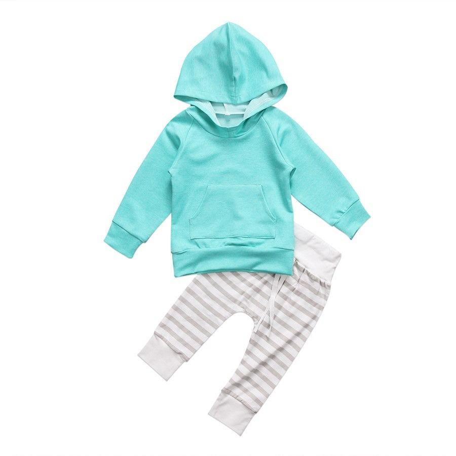 Thời Trang Set 2 Món Áo Hoodie Tay Dài + Quần Dài Cho Trẻ Sơ Sinh