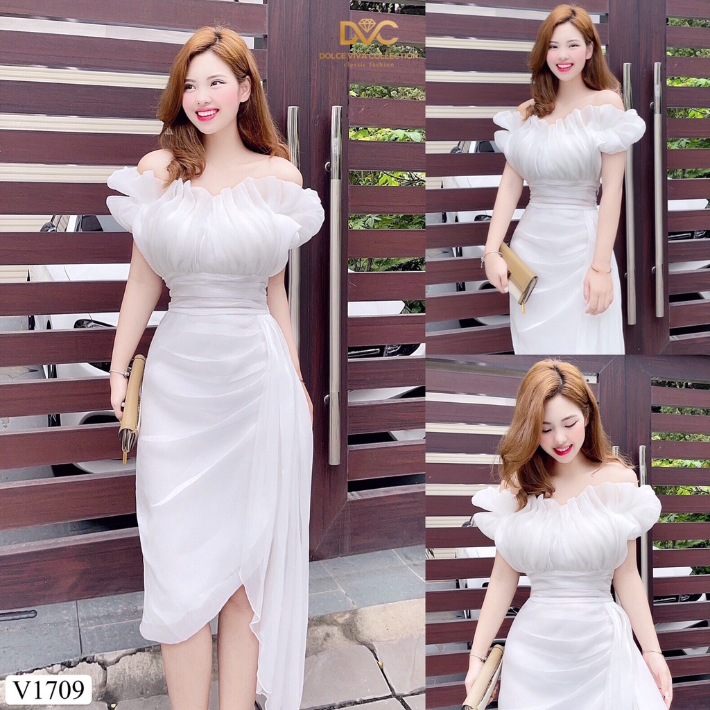 Váy trắng dự tiệc trễ vai V1709 - DOLCE VIVA COLLECTION