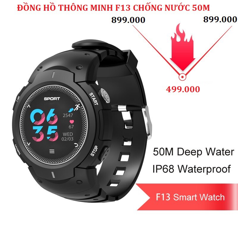 Đồng hồ thể thao nam Smartwatch F13 Chống nước 50m - Đồng hồ thông minh đo nhịp tim,theo dõi bước chạy tích hợp báo thức