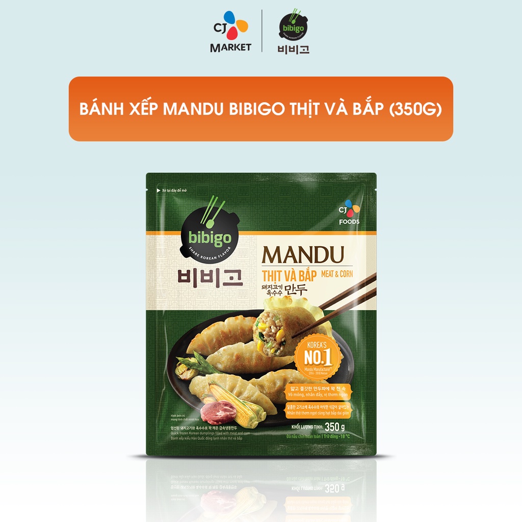 Chỉ giao HCM Mandu BIBIGO Thịt & Bắp Gói 350g