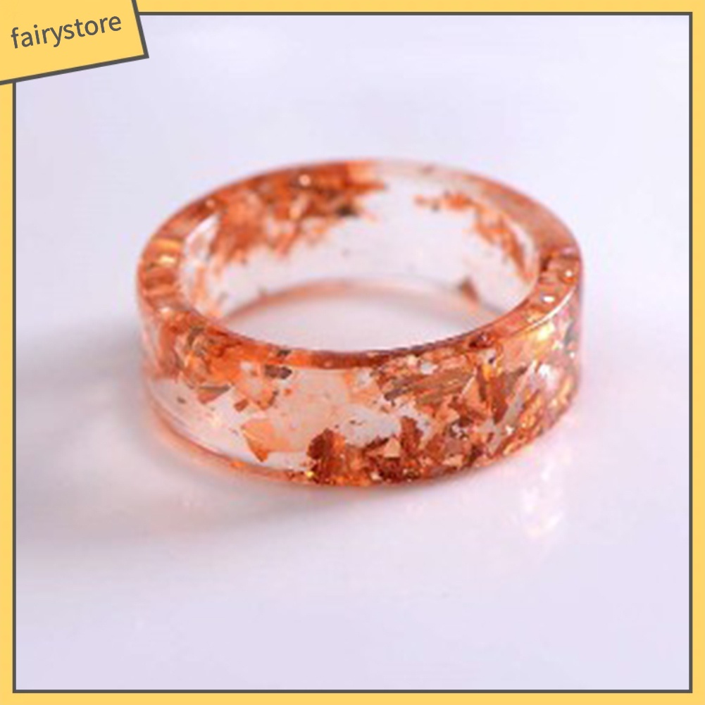 Nhẫn đeo tay bằng nhựa trong suốt đính hoa khô phong cách vintage dành cho nữ