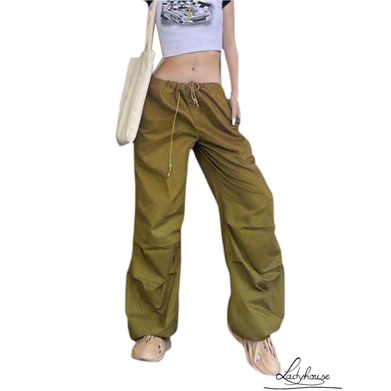 Quần Dài Dáng Rộng Lưng Thun Rút Dây Thời Trang Mùa Xuân Cho Nữ