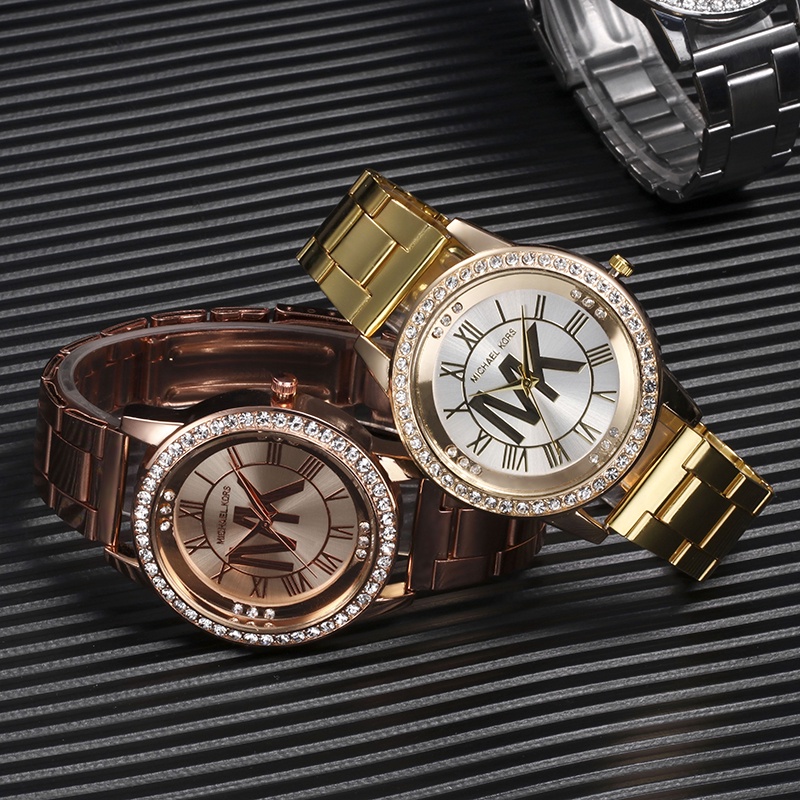 Đồng Hồ Đeo Tay Bằng Thép Không Gỉ Đính Đá Thời Trang Mới 2022 Mk