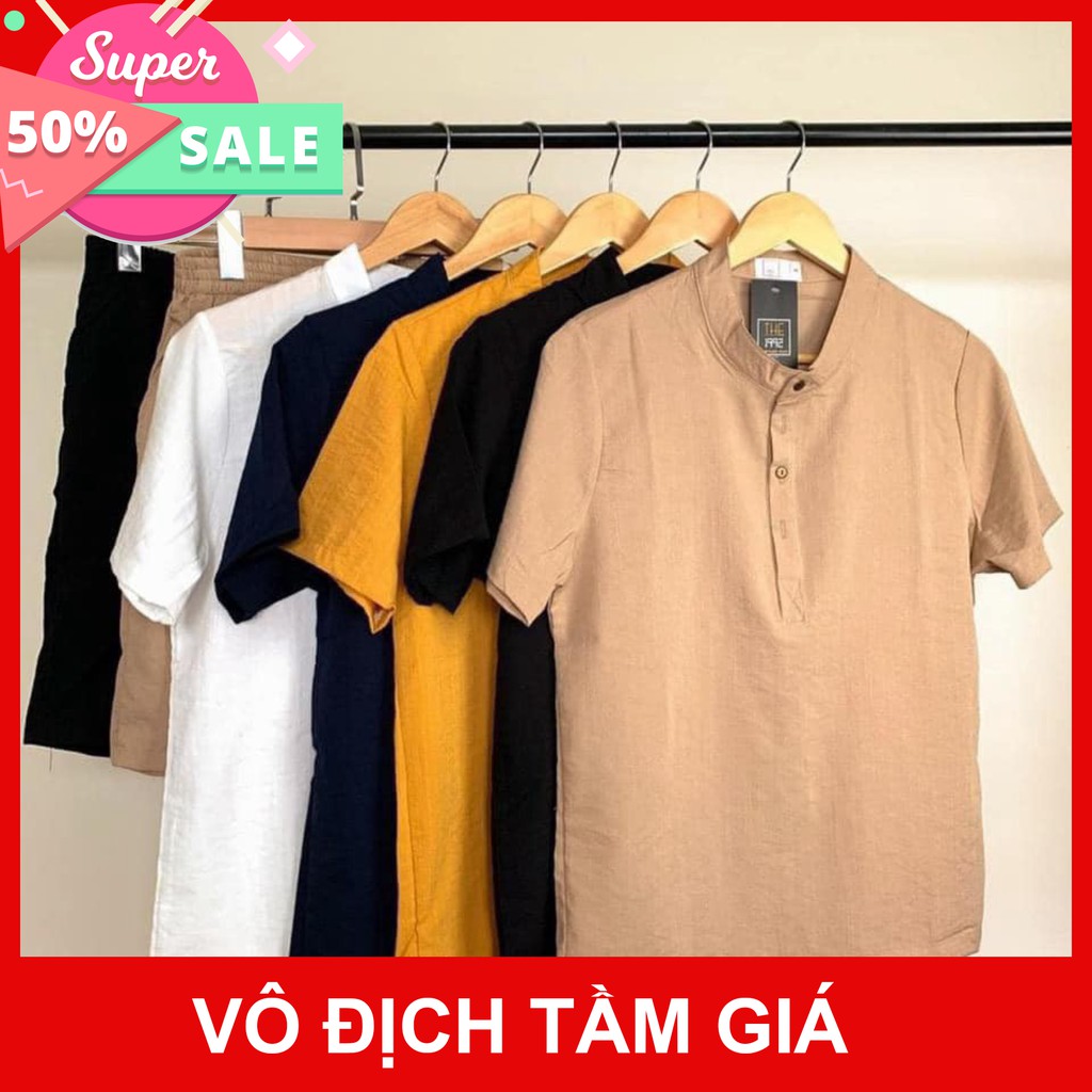 Đồ bộ nam chất  đũi xước cổ tàu Cho Nam