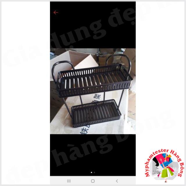 (HÀNG ĐẸP) Kệ 2 tầng hoặc 3 tầng sơn tĩnh điện NÂU ĐEN cao cấp