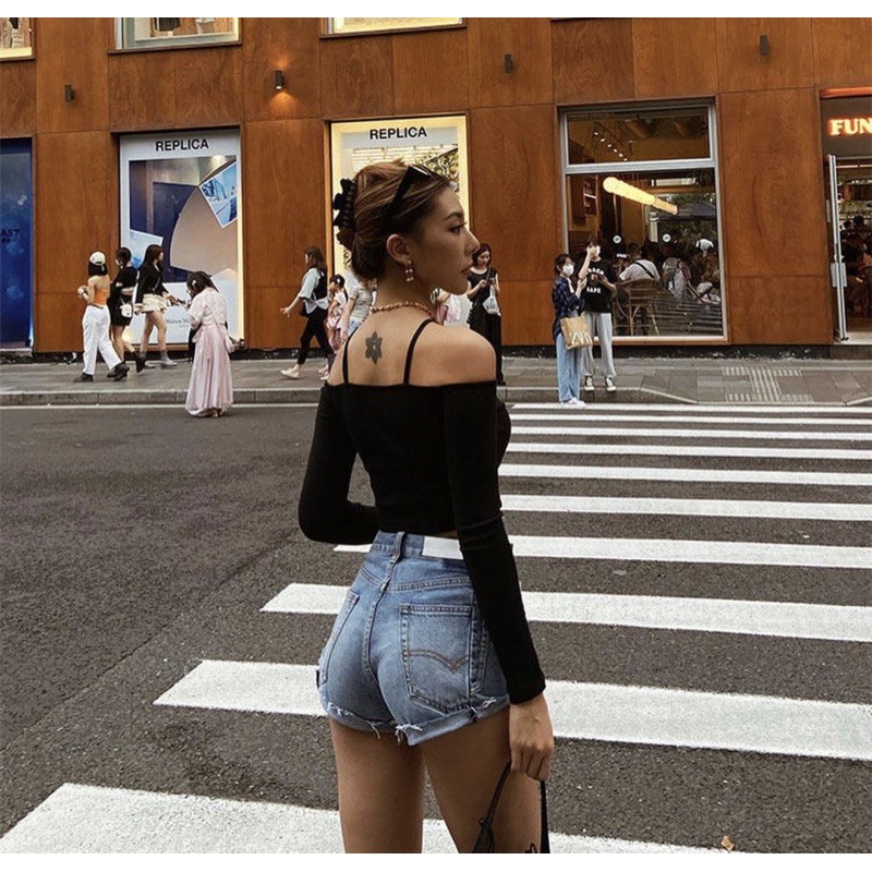 áo dây bẹt vai tay dài | BigBuy360 - bigbuy360.vn