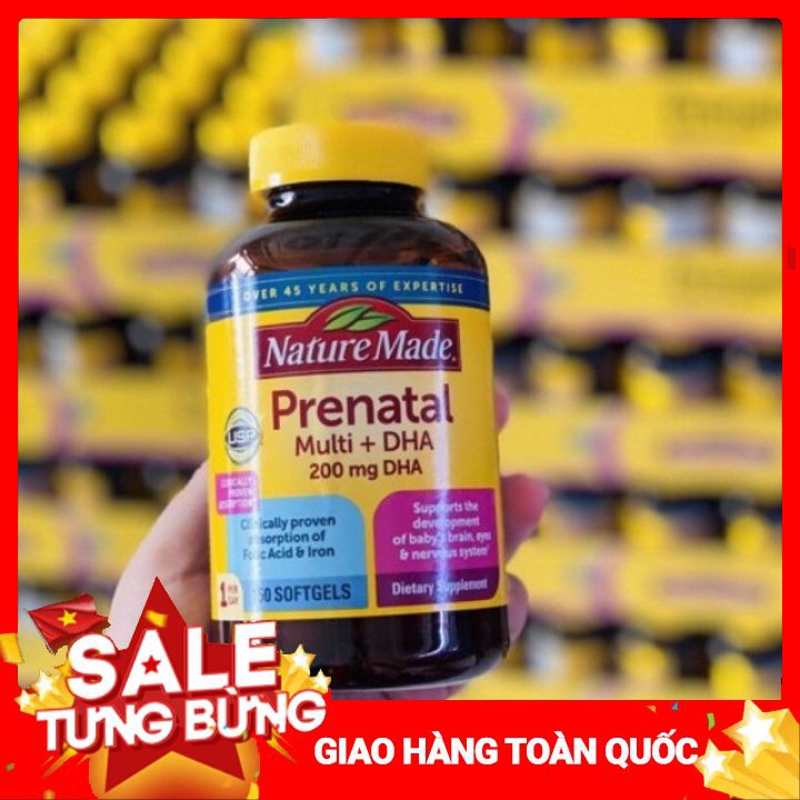 Vitamin bà bầu Prenatal + DHA 200mg Nature Made - 150v: Mỹ