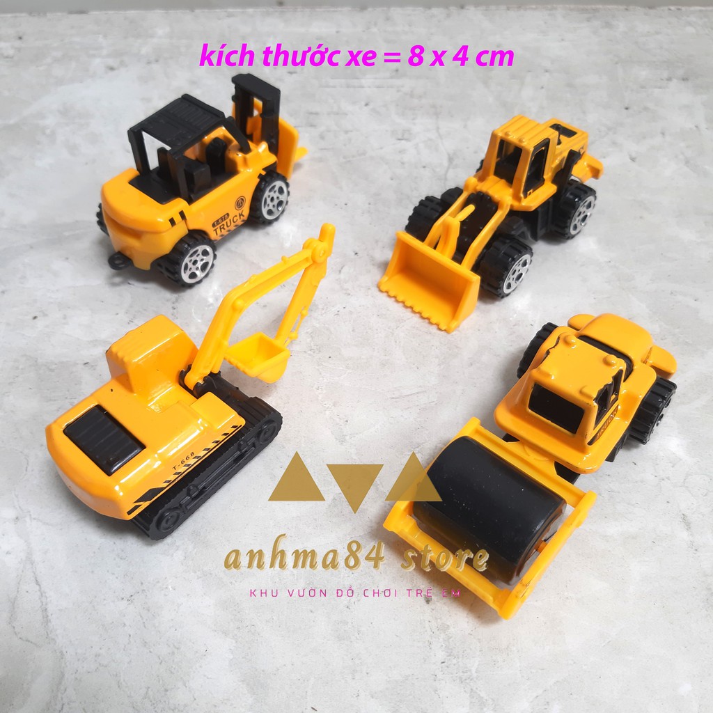 Đồ chơi HỘP XE CÔNG TRÌNH 4 CHIẾC mini - xe công trình bằng sắt 4 chiếc mini - anhma84 store