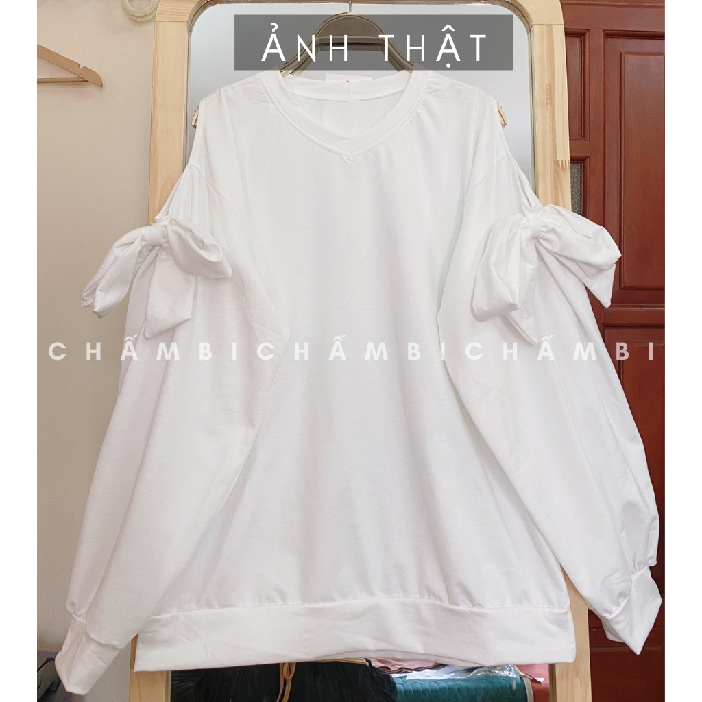 Áo Sweater Tay Phồng Nơ Form Rộng Cực Xinh Freesize<56kg - A.090 | BigBuy360 - bigbuy360.vn