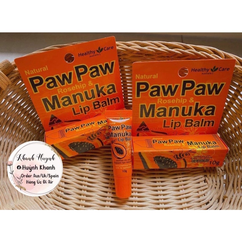 (BillChemist) Son dưỡng môi chiết xuất đu đủ & mật ong Manuka Healthy Care Paw paw Úc