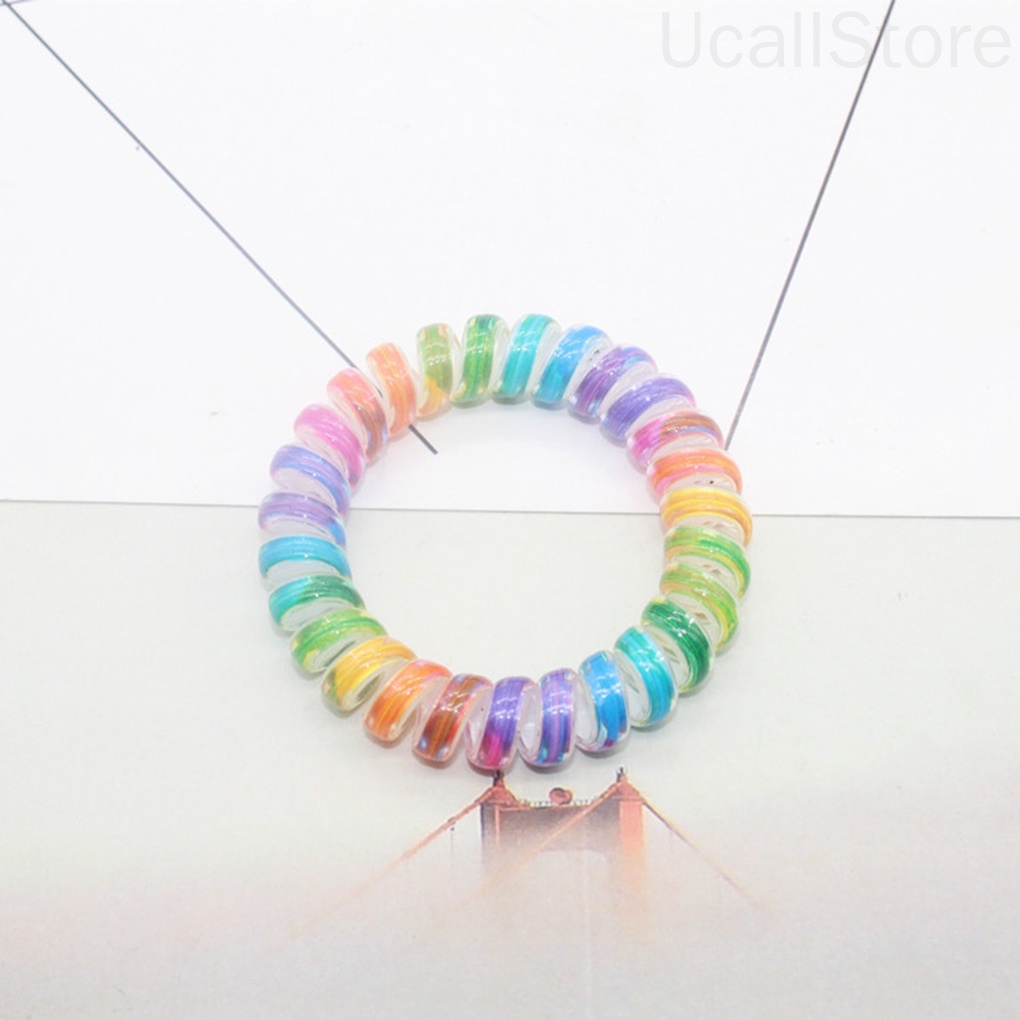 Dây Cột Tóc Lò Xo Co Giãn Màu Sắc Cầu Vồng Dành Cho Nữ Mã 1