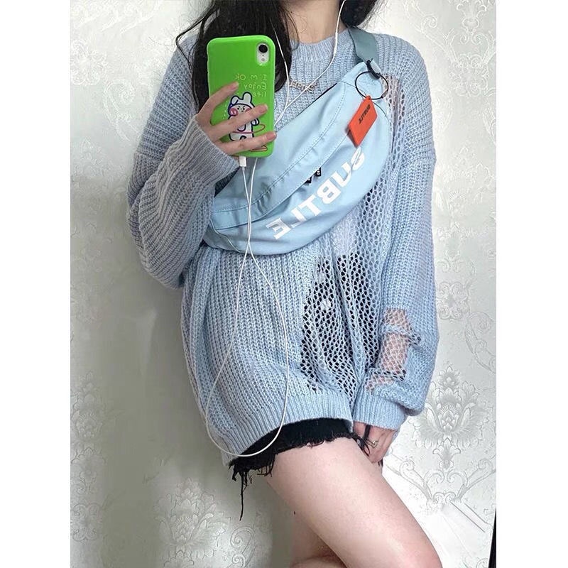 Áo Sweater Khoét Lỗ Phong Cách Phương Tây Ngọt Ngào Cho Nữ