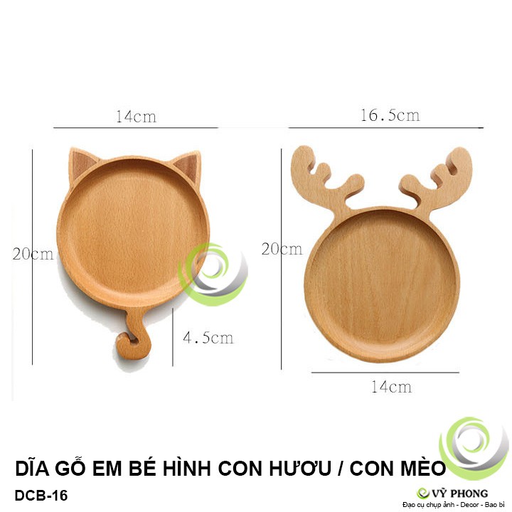 DĨA GỖ EM BÉ HÌNH CON HƯƠU / CON MÈO STYLE NHẬT TRANG TRÍ BẾP ĐẠO CỤ CHỤP ẢNH SẢN PHẨM INS DCB-16