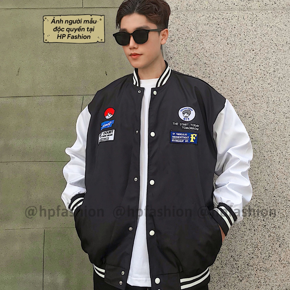 Áo bomber Varsity form rộng DINNER vải dù cao cấp ❤️ Áo khoác bóng chày dáng Unisex nam nữ D07