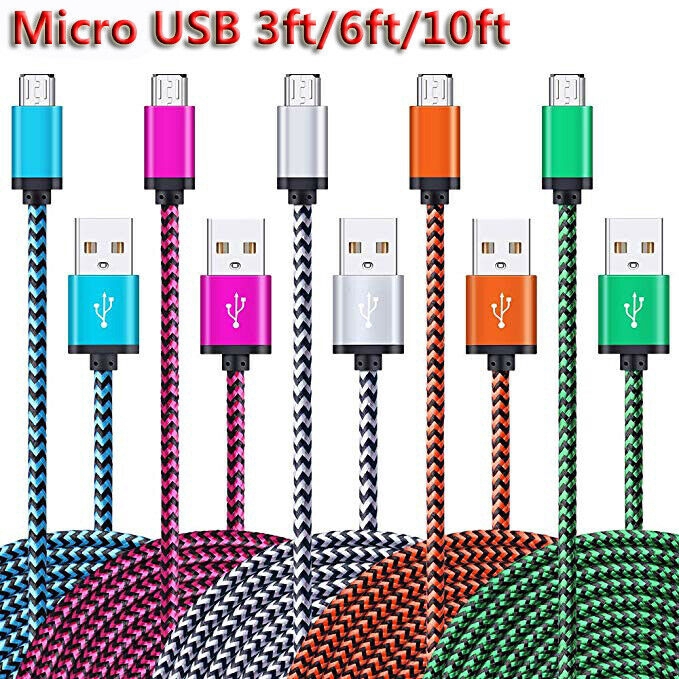 Cáp Sạc Micro Usb Dây Bện Dài 1 / 2 / 3m Cho Điện Thoại Android
