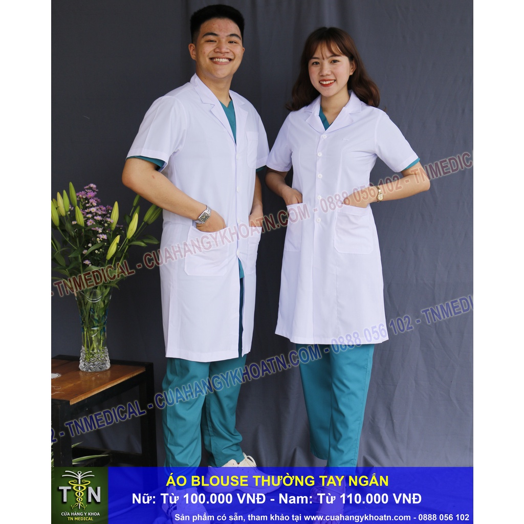Áo Blouse  Vải Thường Cho Bác Sĩ, Dược Sĩ, Xét Nghiệm - Thương Hiệu TN Medical