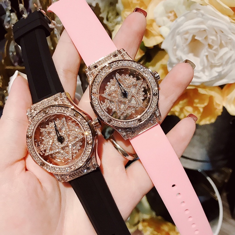 Set đồng hồ nữ DAVENA kèm dây cao su hồng mới về cực đẹp và tinh tế như [H]ublot thời thượng .