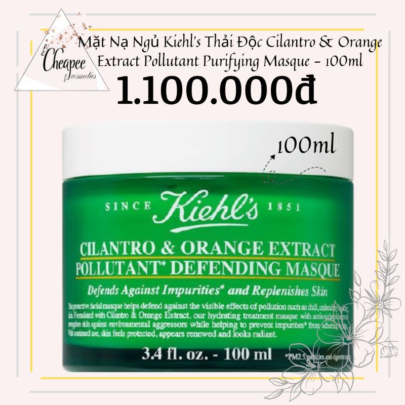 Mặt Nạ Ngủ Kiehl's Thải Độc Cilantro & Orange Extract Pollytant Purifying Masque - 100ml ( Ngò )