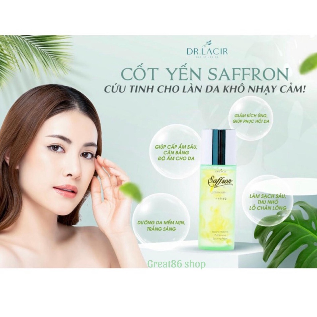 Toner Dr Lacir Toner cốt yến Saffron cho da khô da nhạy cảm giúp sạch sâu mịn màng, cân bằng độ ẩm, thu nhỏ lỗ chân lông