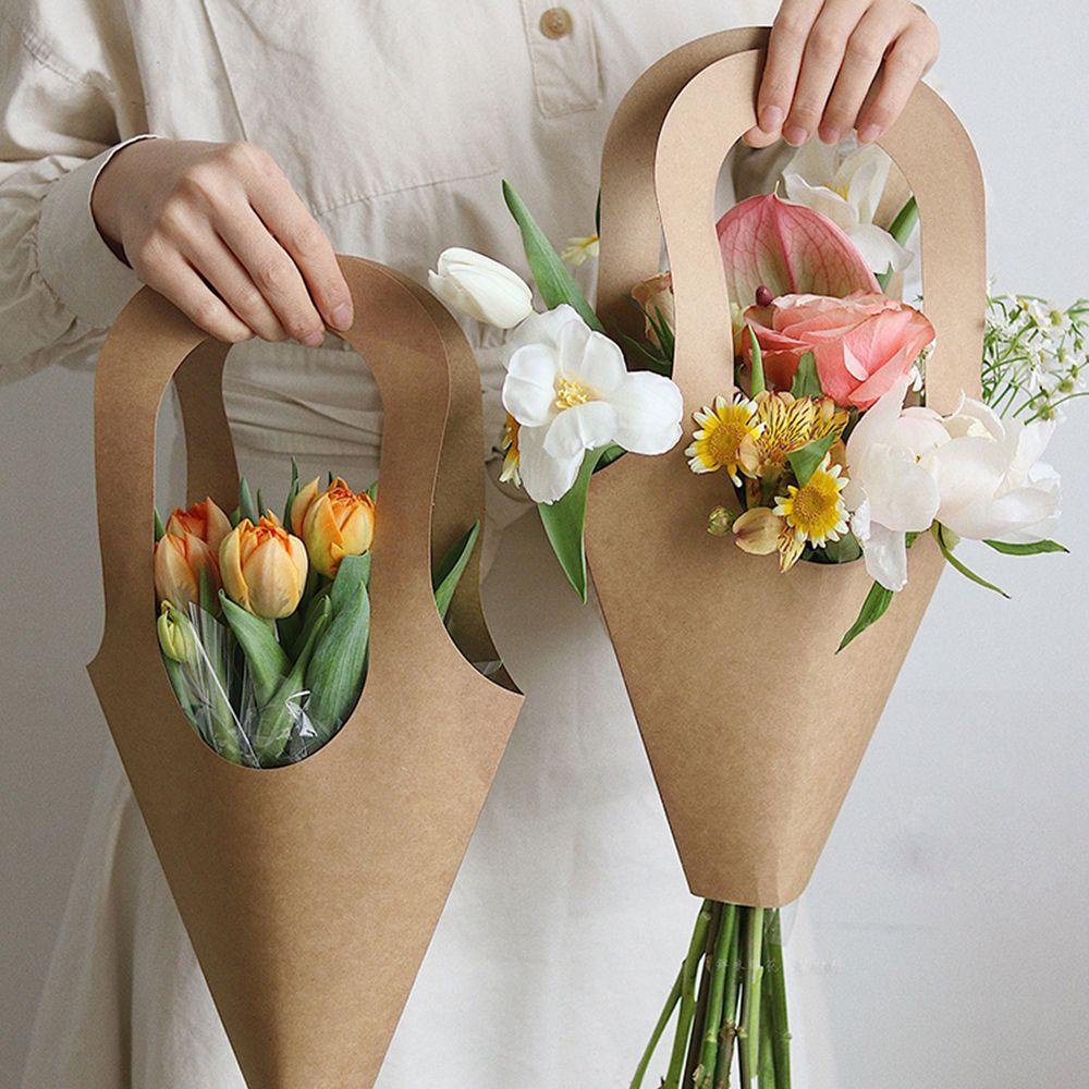 Hộp Quà Tặng Bằng Giấy Họa Tiết Hoa Hồng Có Tay Cầm Độc Đáo Trang Trí Tiệc Valentine