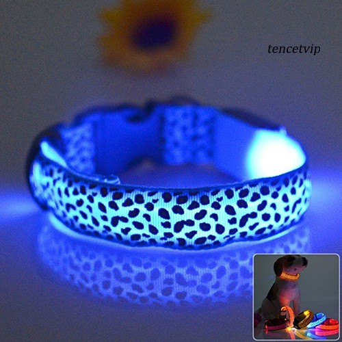 Vòng Đeo Cổ Họa Tiết Da Báo Có Đèn Led Phát Sáng Thiết Kế Sáng Tạo Độc Đáo Cho Thú Cưng