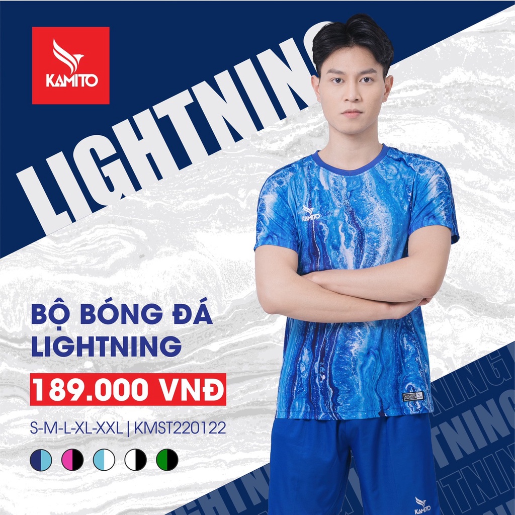 Bộ Quần Áo Bóng Đá Kamito Lightning Chính Hãng, Quần Áo Thể Thao Công Nghệ Moisture-Wicking Thấm Hút Mồ Hôi