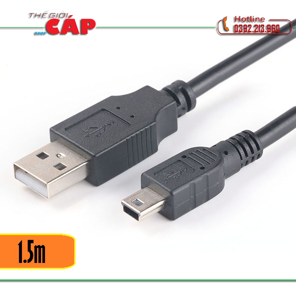 CÁP MINI USB SANG USB 1.5M - Dây MP3 Đen