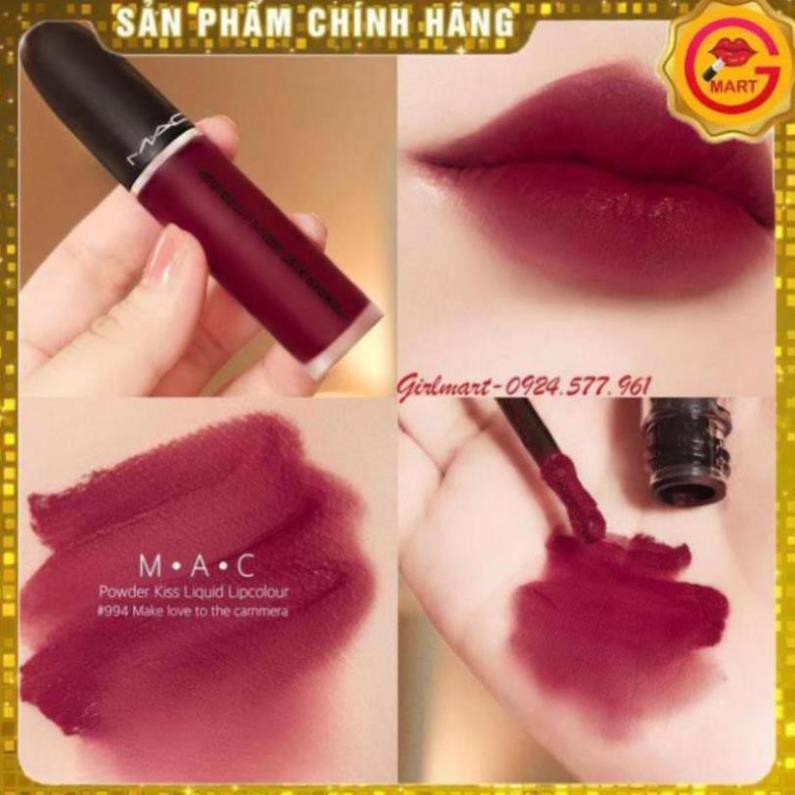 Son Kem Lì MAC Powder Kiss Liquid 994 Make Love To The Camera - Màu đỏ rượu trầm
