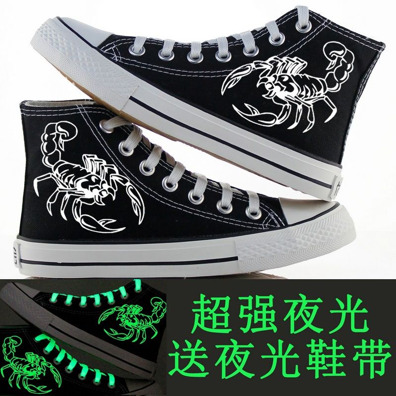 Giày Vải canvas Cổ Cao Thoáng Khí In Họa Tiết anime Dạ Quang Độc Đáo Thời Trang Cho Nam