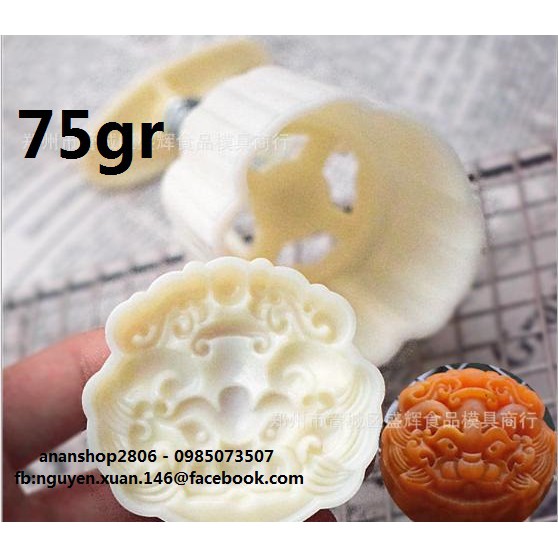 Khuôn trung thu lò xo 75gr 3D rồng, phượng, khánh, lân